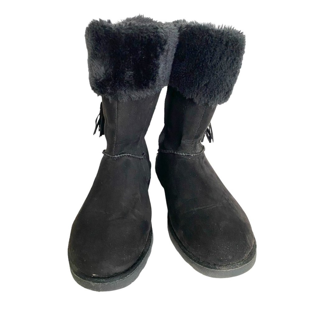 Makalu Womens Suede Boots with Side Zip and Fur Trim Size 5M Outdoor Streetwear
